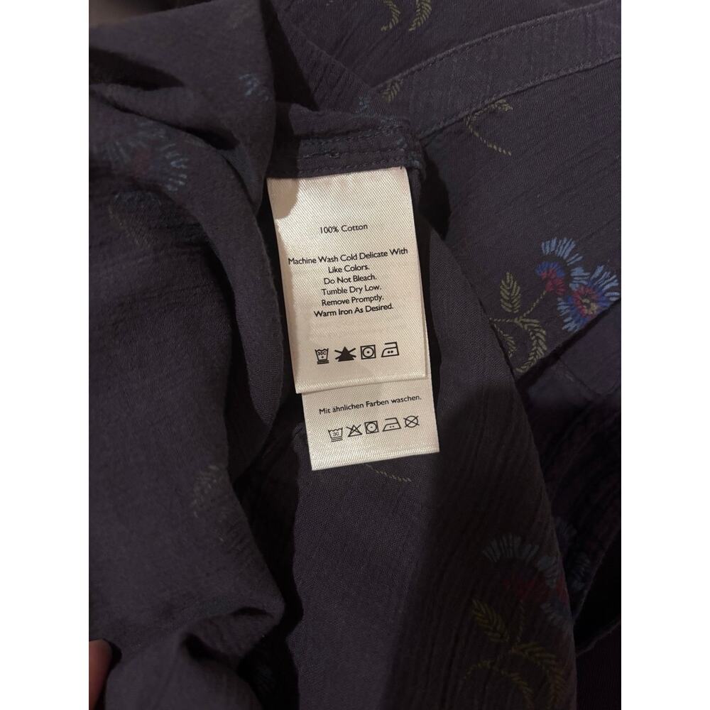 Eddie Bauer Navy Floral Sleeveless Button Front Utility Blouse M Tall Cottage - Picture 4 of 6